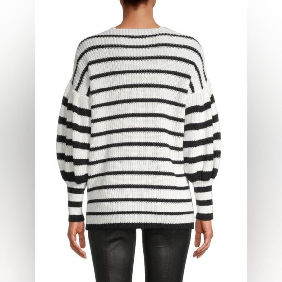 Caroline Constas oversized black Striped v-neck sweater size XS - Picture 2 of 5